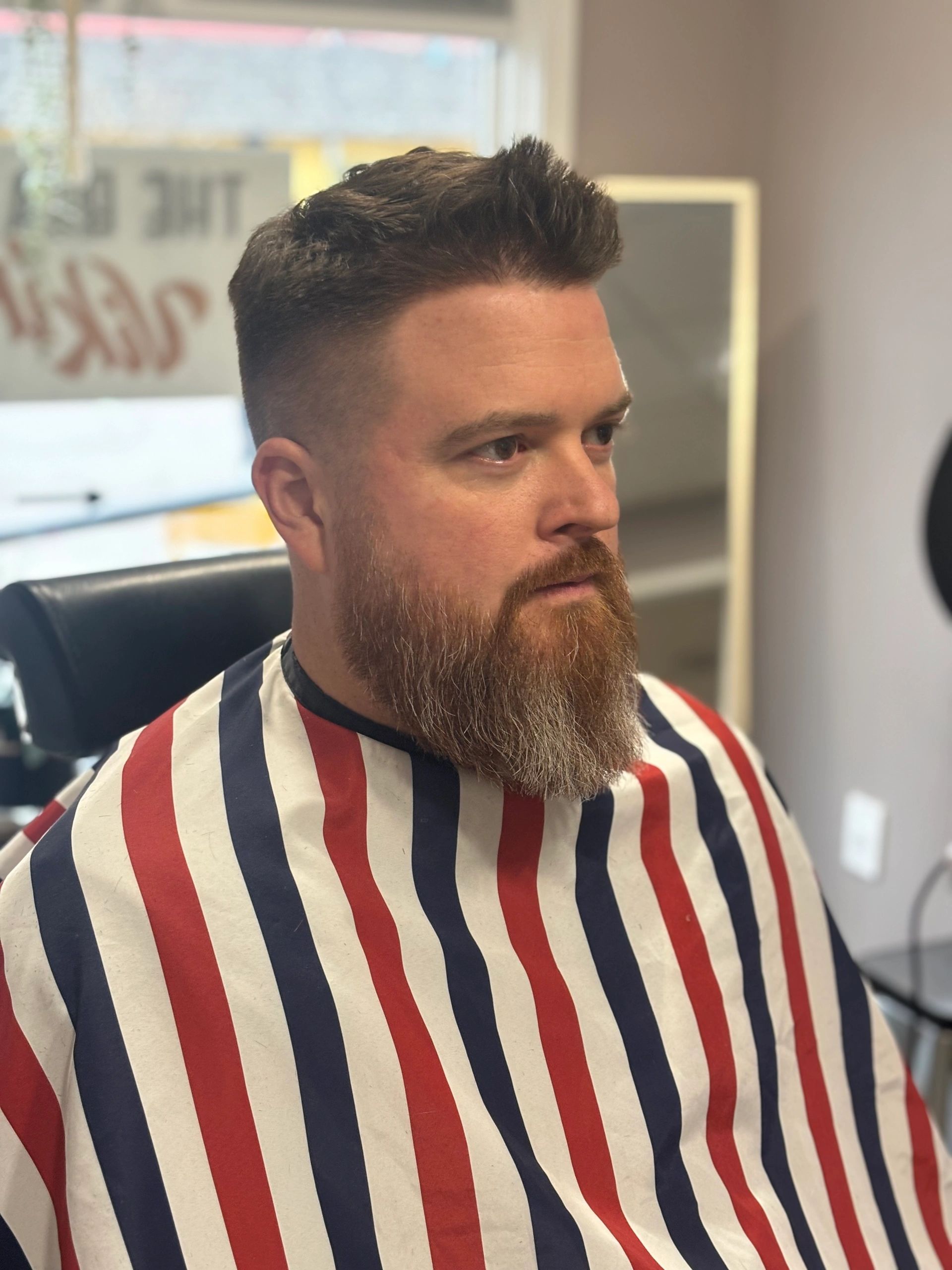 Cut and beard combo at The Bearded Viking